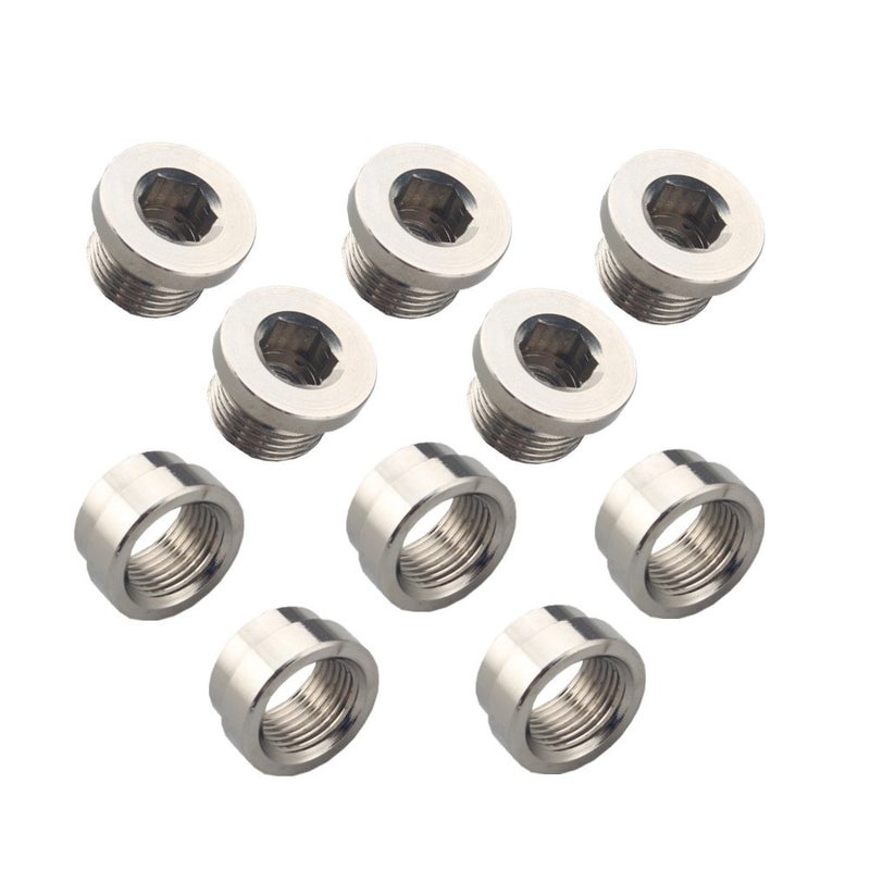 JGR O2 Oxygen Sensor Stepped Weld Bungs (5 Bungs/5 Plugs) M18 x 1.5 - Image 1